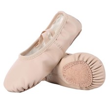 Soft Leather Ballet Shoes/Dance Shoes for Girls  Boys-Nude-9M Toddler