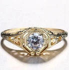 Vintage Art Deco Wedding Filigree Ring 925 Silver 0.46 Ct Round CZ Stone