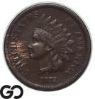1872 Indian Head Cent Penny, Semi-Key Date, Low Mintage, VF/XF Bids: 420/480