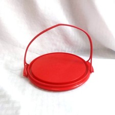 Vintage Tupperware Toys Cake Carrier Base with Handle Red Replacement Play 1498