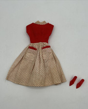 VTG BARBIE DRESS British Crown Colony of Hong Kong candy stipe polka dot & shoes