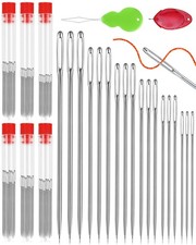 FIVEIZERO 60 PCS Steel Needles for Hand Sewing, Large Eye Sewing Silver 60PCS