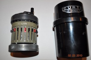 Curta Type II Calculator Type II Gray Body, plastic case, and manual (#558322)