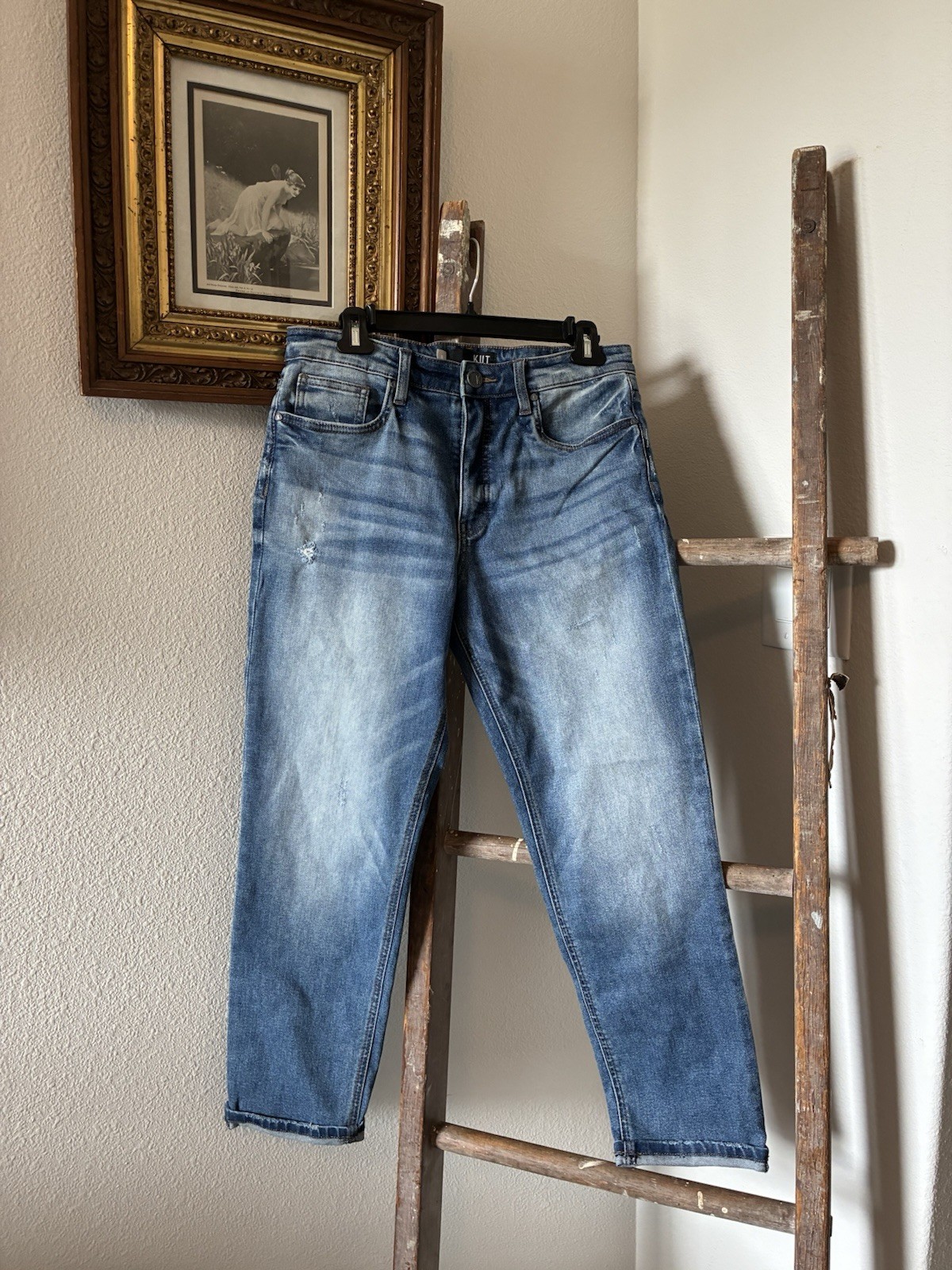 Kut From The Kloth Rachael Fab Ab Mom Jeans Distressed Womens Sz-8 Blue/ NEW