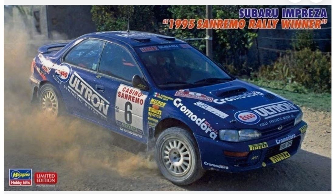 Hasegawa 1:24 - 20574 Subaru Impreza ""1995 Sanremo Rally Winner"" car Kit