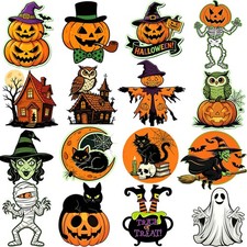 16Pcs 13" Halloween Wall Decorations Large, Orange Red Black Purple Green