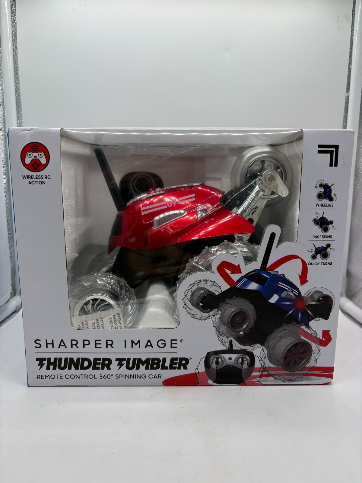 Sharper Image Red Thunder Tumbler 360 Spins Wheelies Remote 