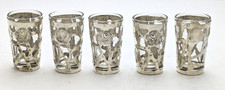 4 Piece Set of Vintage Mexican Sterling Silver Floral Pattern Shot Glasses