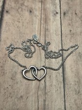 James Avery Double Heart Linked Necklace 925 Silver Adjustable Length