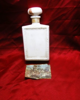 VTG 1968 LIQUOR BOTTLE, WHITE GLASS, EMBOSSED EAGLE