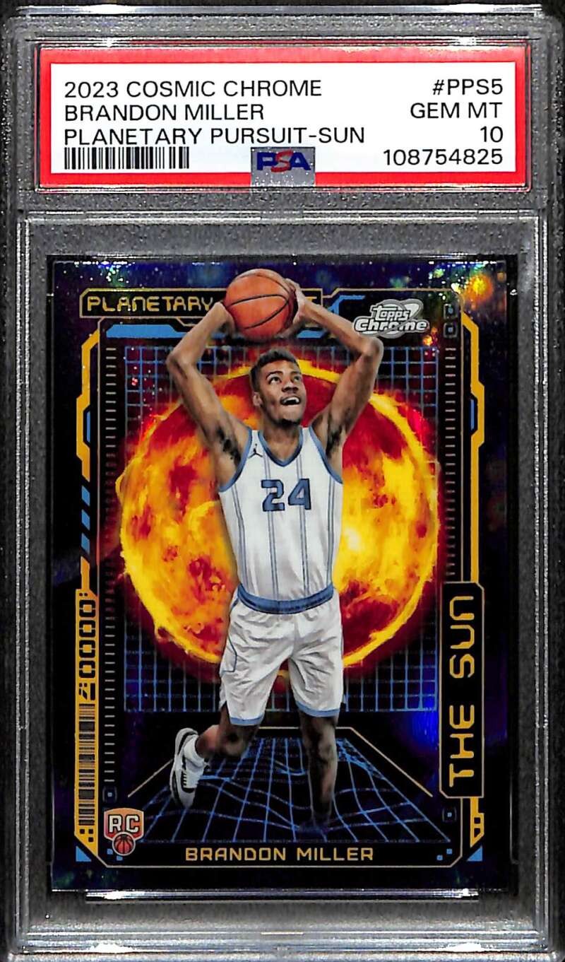 2023-24 Topps Cosmic Chrome Planetary Pursuit Sun Brandon Miller Rookie PSA 10