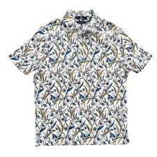 Hart Schaffner Marx HartSoft White Floral Polo Men  s L Luxury Cotton