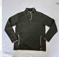 Eddie Bauer Olive Green Snap Neck Fleece Pullover Sweater Women's Size M