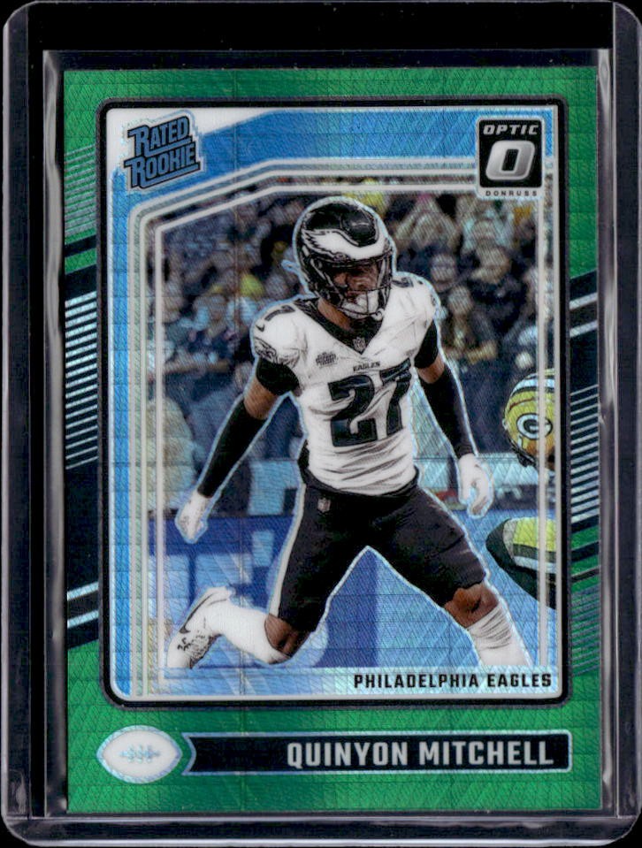 2024 Donruss Optic Quinyon Mitchell Rated Rookie (Green Hyper) #282 Eagles (B)