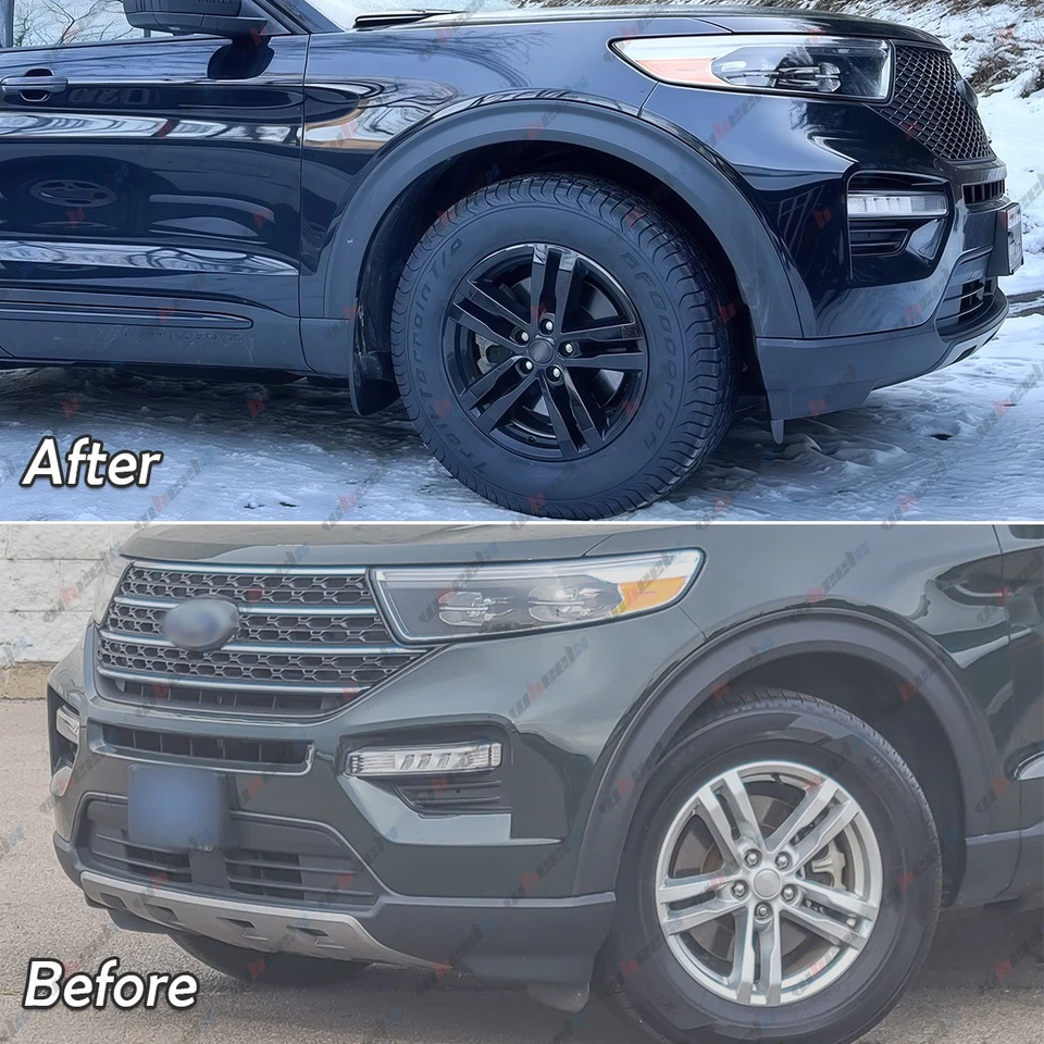 Set of 4 18" Wheel Skins for 2020-2024 Ford Explorer XLT Glossy Black Hub Caps - Image 3 of 4