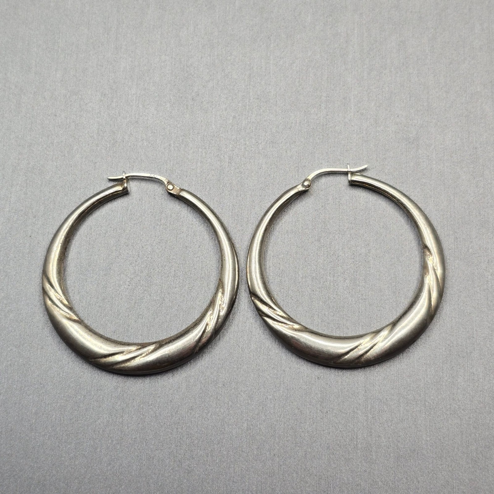 Sterling Silver 925 Twisted Hoop Earrings 1.5
