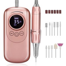 Rechargeable 35000 RPM Nail Drill, Portable Cordless Professional Electric Na...