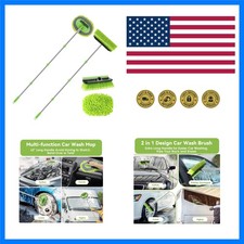 2 Pack Car Wash Brush with 62" Long Handle for Exterior Truck, RV, Boat  Mic...