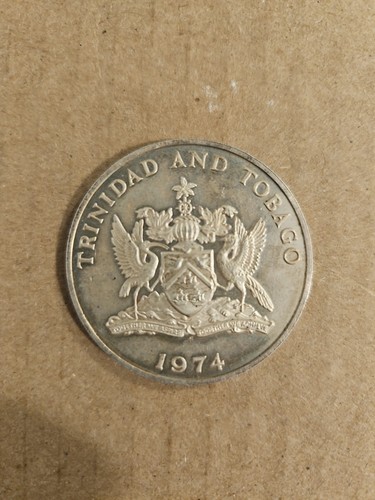 Trinidad and Tobago 1973 .925% Silver 5 Dollar Silver Coin Toned - Picture 2 of 2