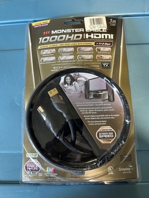2 PACK Monster Cable 1000HD Ultimate High Speed HDMI Cable - 13 Ft - 17.8 Gbps