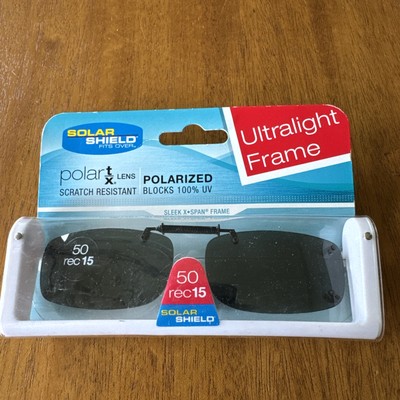 SolarShield Polarized ClipOn STRETCHABLE Sunglasses 50 Rec 15 Ultralight PolarAB