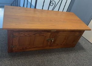 Vintage Rare White Clad Oak Wood Ice Box Chest With Original Latches