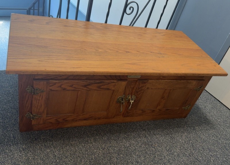 Vintage Rare White Clad Oak Wood Ice Box Chest With Original Latches