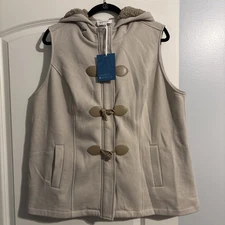 Ladie's NWT 2X Market & Spruce Hooded Sleeveless Vest Zip Front & Toggle Buttons