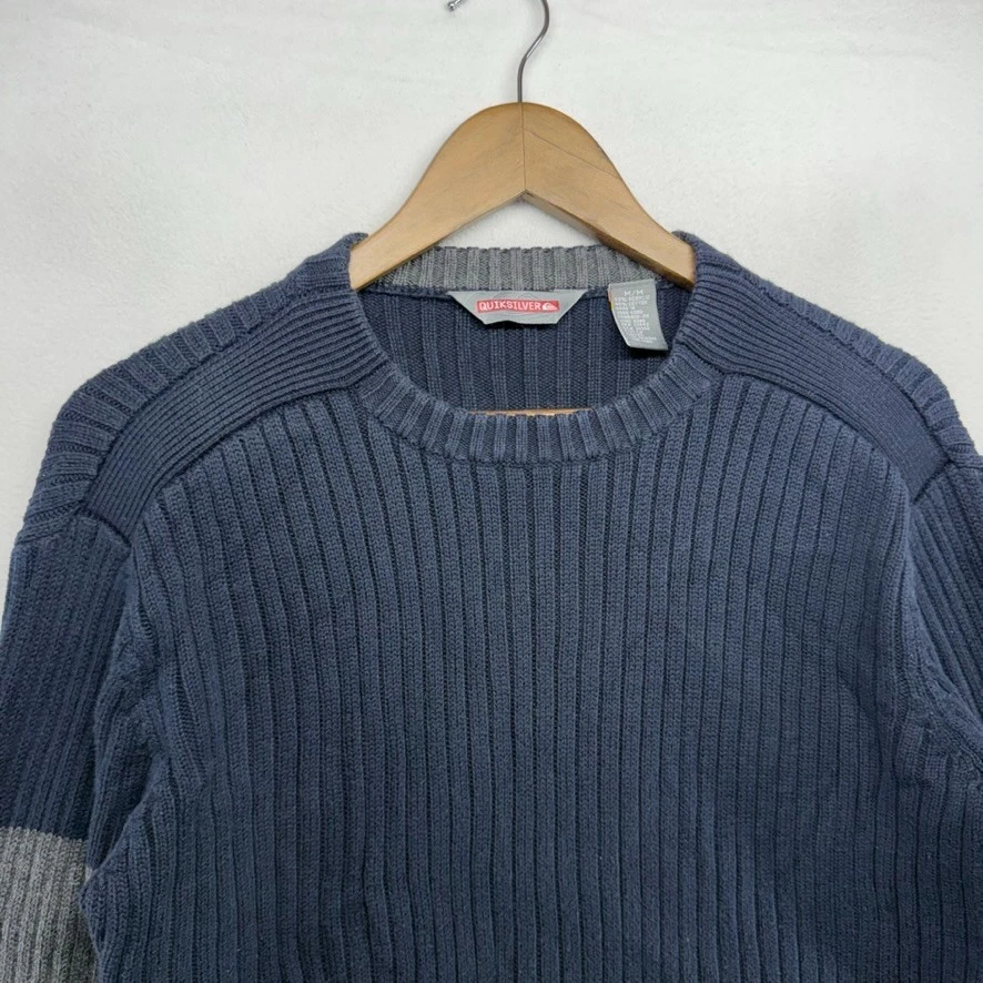 Винтажный Quiksilver свитер мужской средний синий темно-синий туго вязаный ребристый мышцы y2k - Изображение 3 из 4