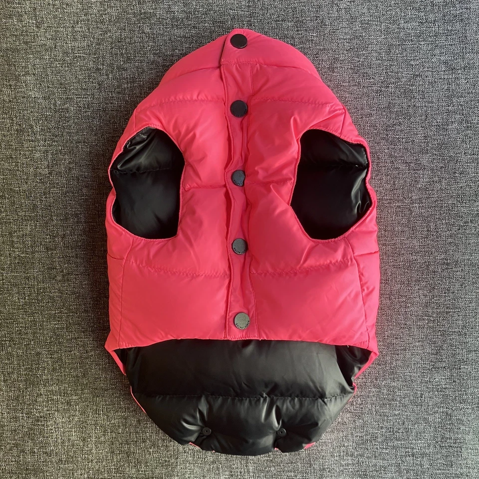 NUEVO CON ETIQUETAS Polo Ralph Lauren Plumón Relleno Aves Acuáticas Puffer Perro Abrigo Chaleco Rosa Negro Mediano Foto 2 de 4
