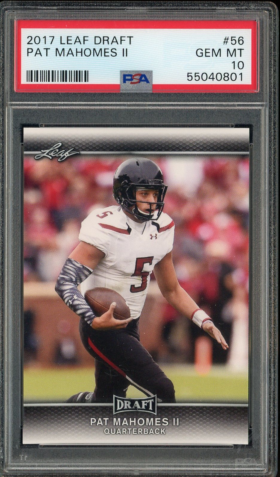 2017 Leaf Draft #56 Patrick Mahomes II Chiefs RC Rookie PSA 10 GEM MINT view 1