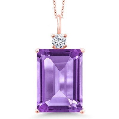 18K Rose Gold Plated Silver Amethyst and White Moissanite from Charles &