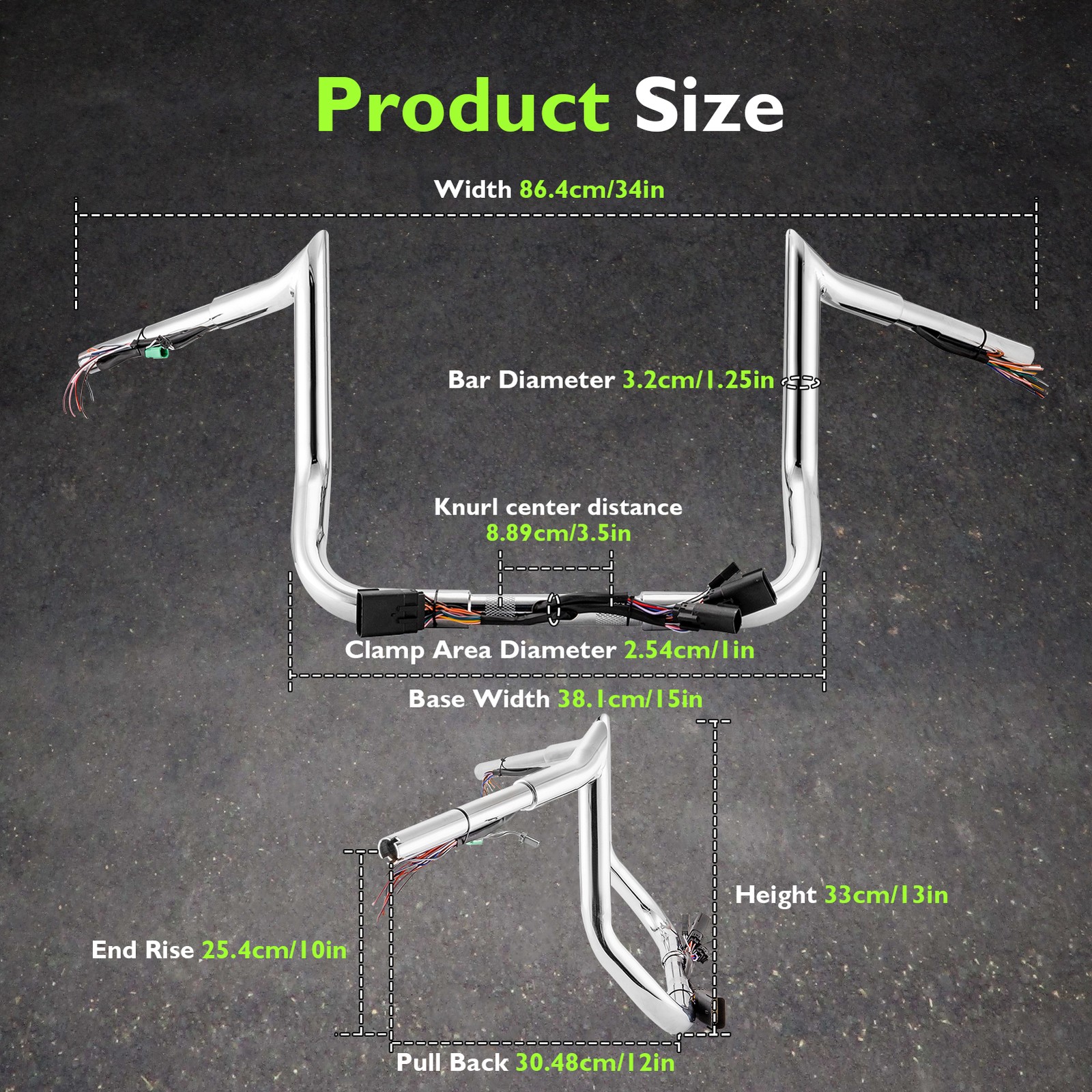 MOFUN 10" Rise Chrome Pre-wired Bagger Bar-Sharp For Harley Ultra Limited 08-13