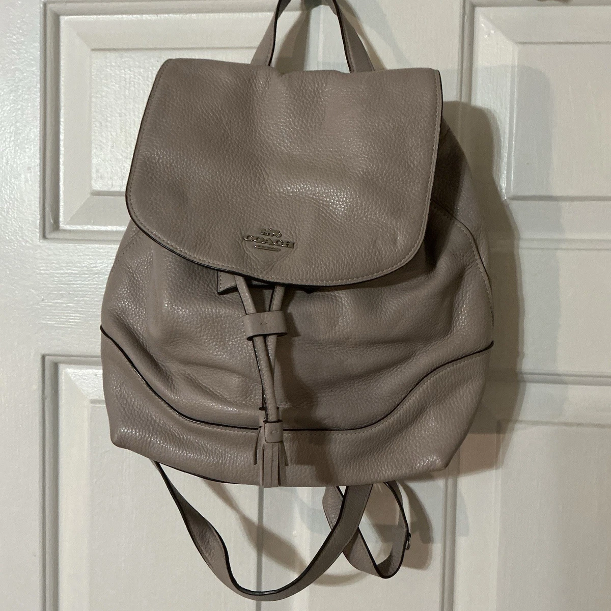 ?COACH Elle Backpack 72645 Taupe Pebbled Leather Tassel Drawstring Backpack Coach Elle F72645 Leather Backpack - Black for sale online  main image 2