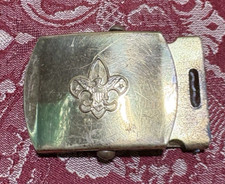 VTG 1960s Boy Scouts Solid Brass Web Belt Buckle With Fleur-de-Lis Eagle Logo