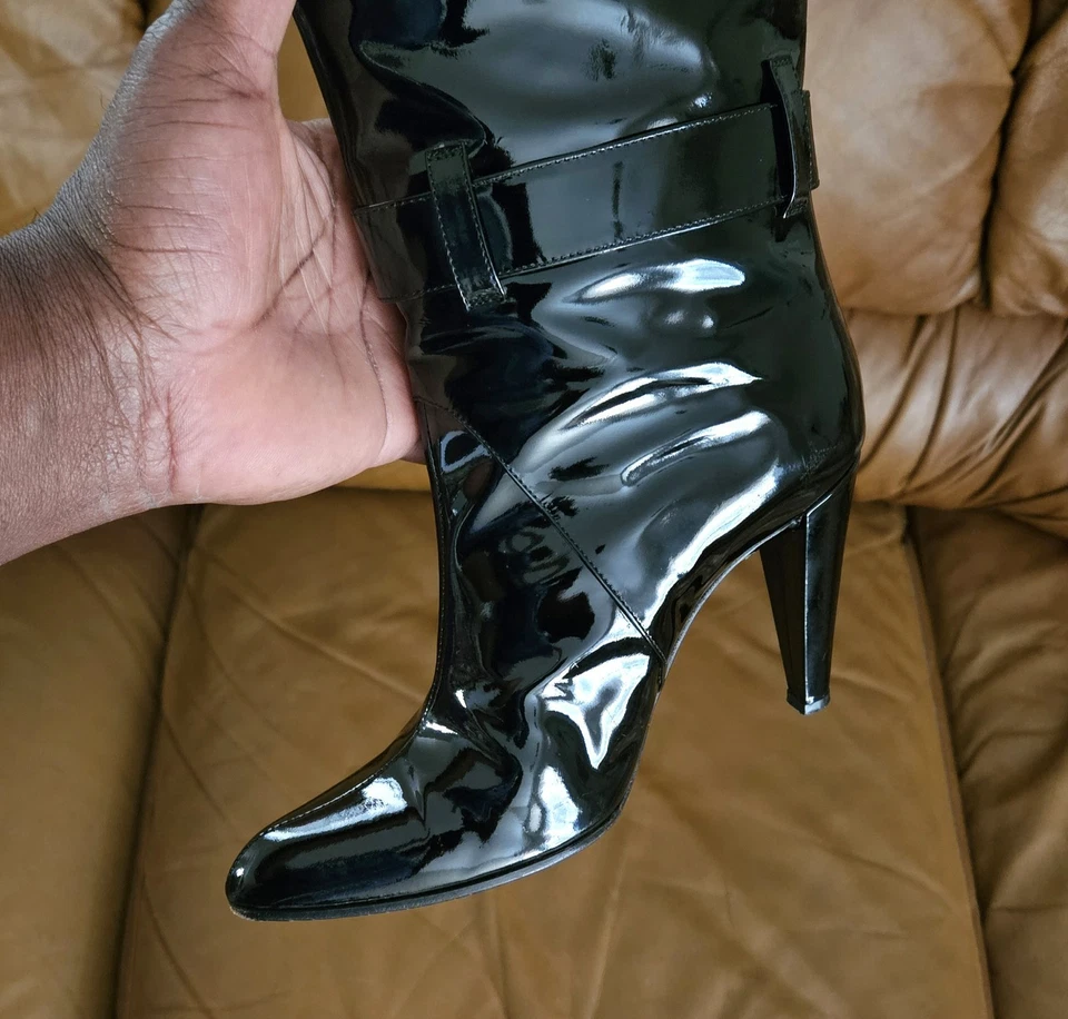 Women's Givenchy Black Patent Leather Knee Boots Size 6 US - Image 4 of 4