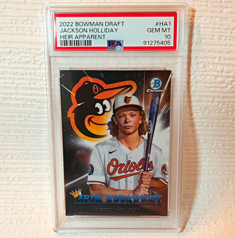 Topps 2022 Bowman Draft Jackson Holliday Heir Apparent RC #HA-1 PSA 10 Orioles