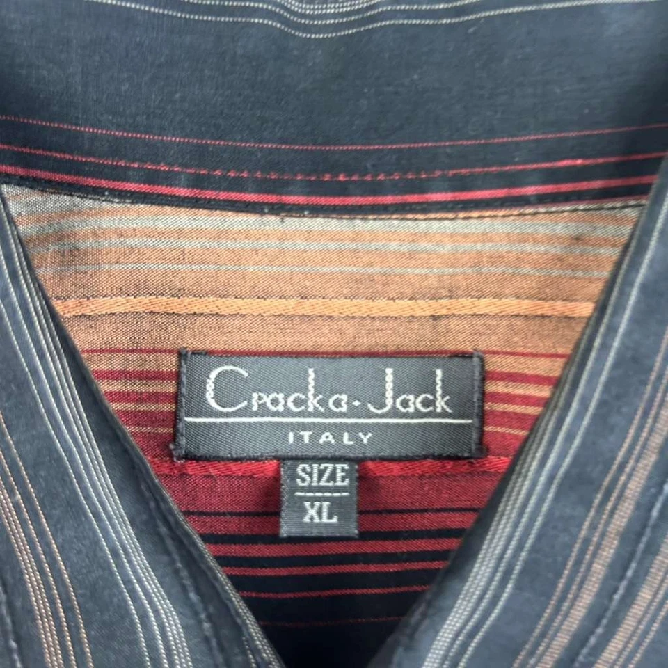 Cpacka Jack Shirt Mens XL Black Striped Button Up Lightweight Long Sleeves Italy - Image 2 of 4