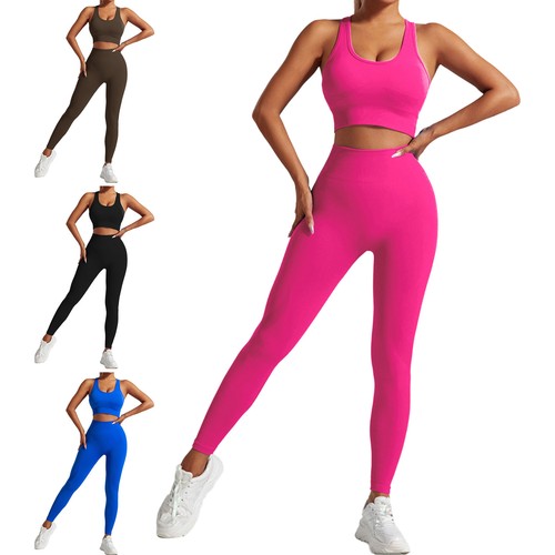 Damen Leggings Fitness Activewear Set Laufen Cropped Weste Sportbekleidung Training - Bild 1 von 47