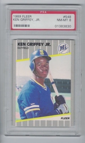 1989 FLEER #548 KEN GRIFFEY JR GRADED PSA 8 ROOKIE RC