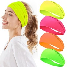 Fluorescent Sport Headband Yoga Sweat-Absorhing Hairband Wide Elastic Design