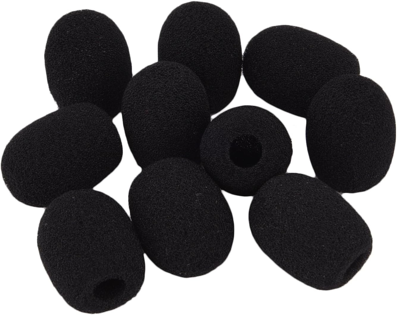 10 Pack Mini Small Size Lapel Headset Microphone Windscreen Foam Cover, Black