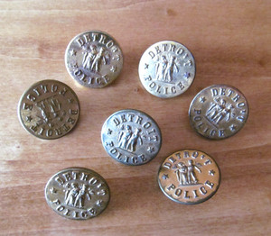 Lot of 5 Vintage Brass Buttons Detroit Police City Property 1"  Diameter