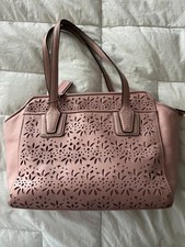 PINK COACH TAYLOR EYELET TOTE OR CRISSBODY PURSE W/ LASER CUT FLORAL DESIGN