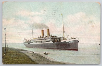 New York Harbor Unidentified Steamer C1910 Postcard AJ8