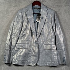 Lauren Ralph Lauren Blazer Womens 4 Foiled Basket Weave Linen Cotton Jacket 365