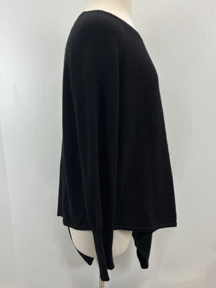 360 羊绒毛衣中号女式黑色披肩单袖不对称下摆 — 第 4/4 张图片