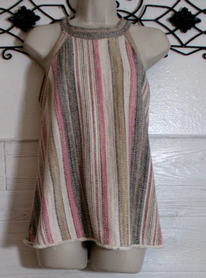 W5 Women's Top Size M Sleeveless Multicolored Striped Round Neck