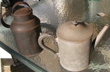 2 Primitive Americana KITCHEN Wood Stove Coffee Percolator Pot + Cream Jug