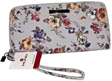 Mundi Zip Around Wallet Wristlet Blue Red Yellow Floral Faux leather NWT